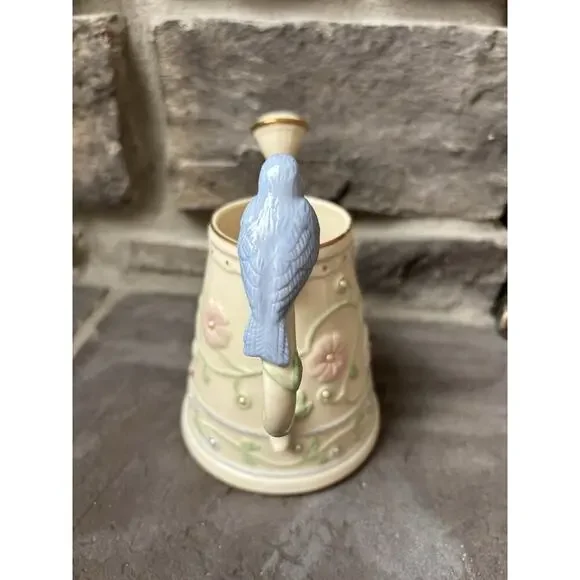 Lenox Petal And Pearls Bluebird Bud Vase Watering Can 5” Porcelain Cottagecore - Picture 3 of 11
